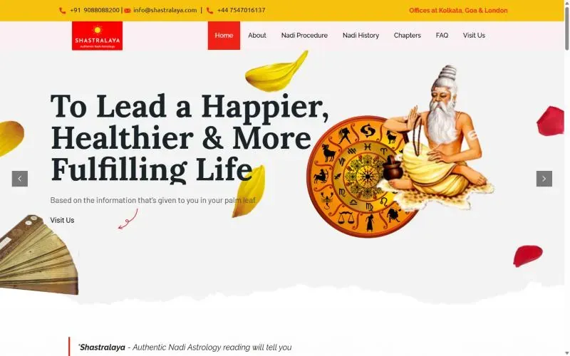 Homepage of the Shastralaya website