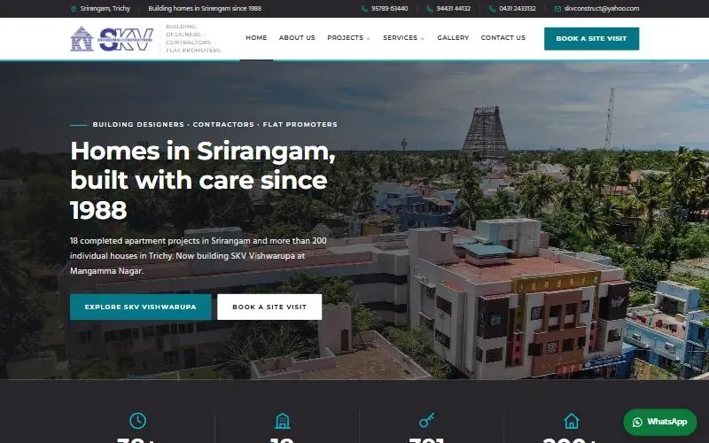 Homepage of the SKV Engineering Constructions website, built by inoD Technologies
