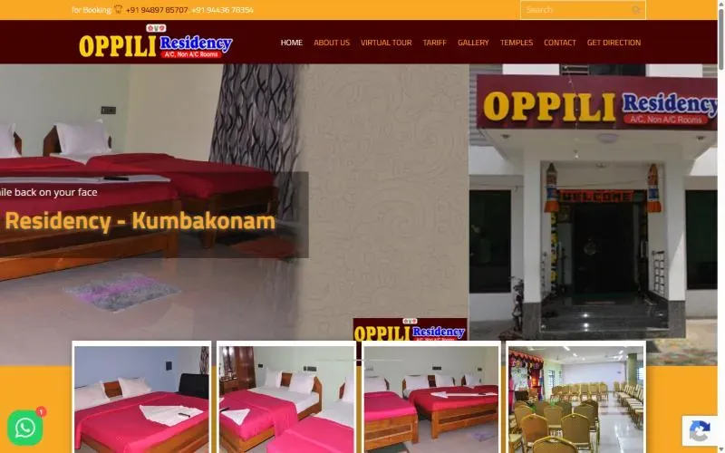 Homepage of the Oppili Residency website