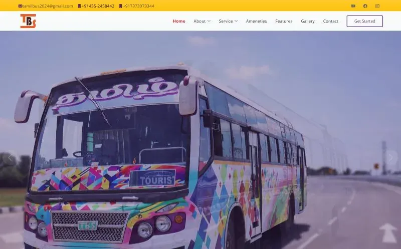 Homepage of the Tamil Bus Service website